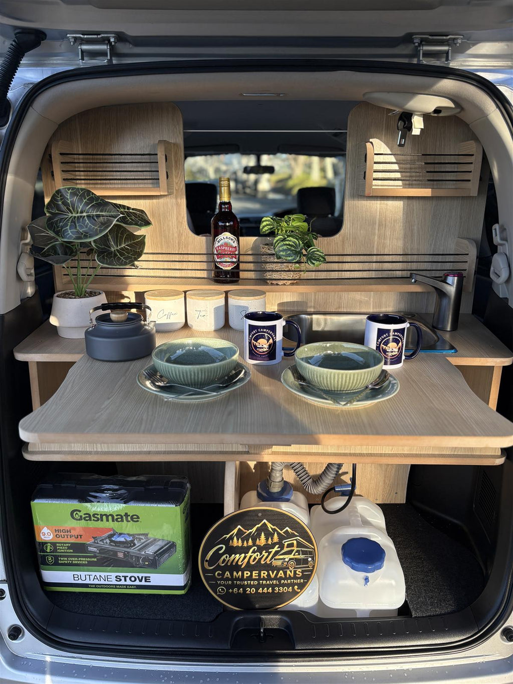 Serena campervan rear kitchen set for two